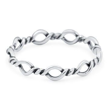 Rope Oxidized Band Solid 925 Sterling Silver Thumb Ring (4mm)